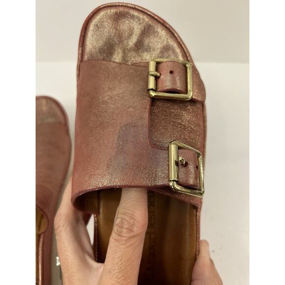 L’AmourDesPieds Viareggio Claret Athena Leather Slide Sandals Sparkly Pink Sz6.5 - Picture 9 of 9